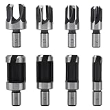 Fixinus 8 Stück Holz Plug Cutter Bohrer Set, Zapfenschneider Kohlenstoffstahl Dübel Zapfenbohrer Set Plug Loch Cutter 6mm / 10mm / 13mm / 16mm für Handbohrer Holzbearbeitung