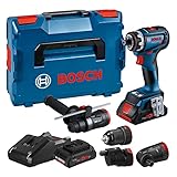 Bosch Professional 18V System Akku-Schrauber GSR 18V-90 FC FlexiClick System, hartes Drehmoment von 64 Nm, bürstenloser Motor, 2 Gänge,Inklusive 2x Akku 4,0Ah ProCORE, Ladegerät